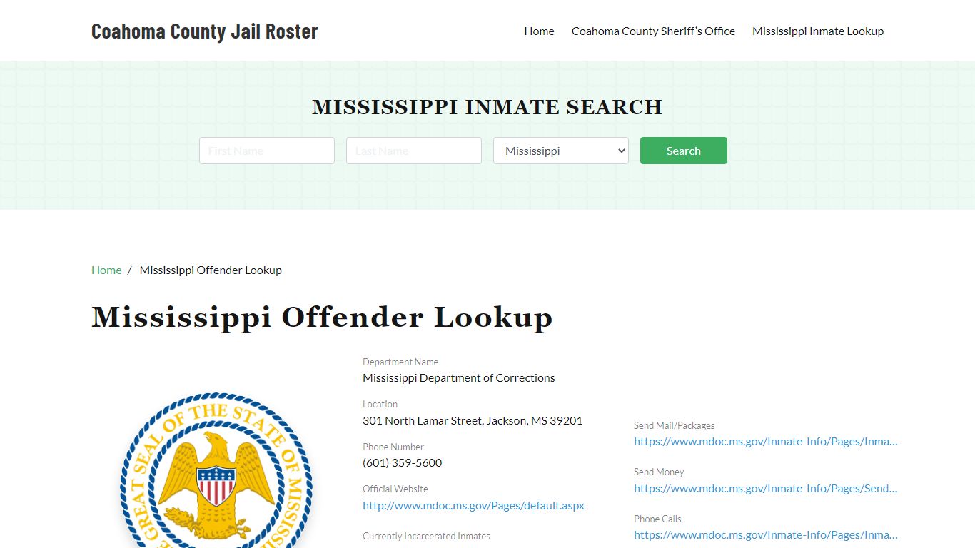 Mississippi Inmate Search, Jail Rosters - Coahoma County Jail