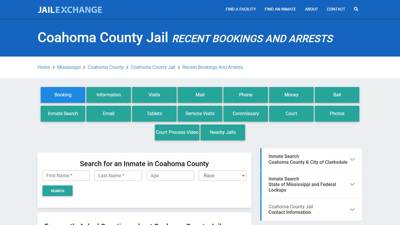 Coahoma County Jail Recent Bookings And Arrests - Jail Exchange